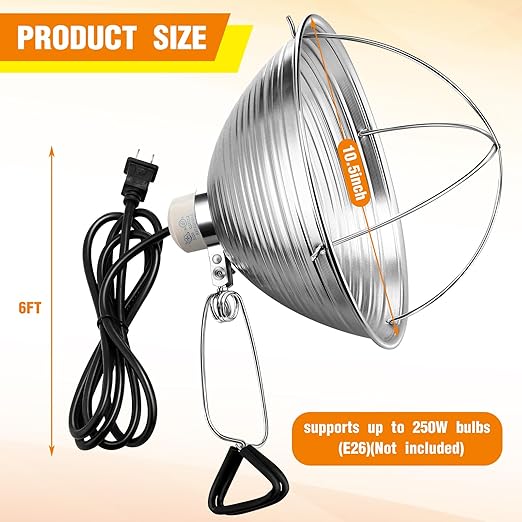 Macarrie 8 Pack Clamp Lamp Light with Aluminum Reflector, 6ft SPT-2 18awg Cord and Adjustable Stand Fixture, up to 150 Watt, E26 Socket, No Bulb (10.5 Inch)