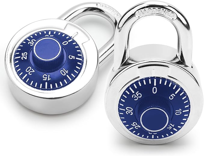 Combination Padlock,Lock for Gym and School Lockers Safe,Blue Turntable,Mini Combination Lock(Pack of 2)