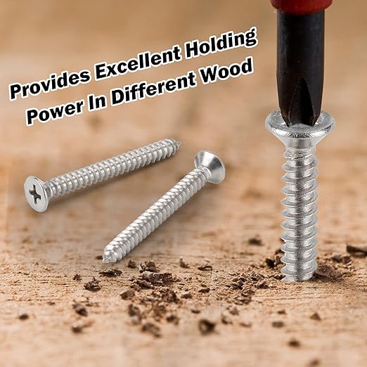 Black Oxide 50 PCS #10X2-1/2(2.5 inch) Stainless Steel Phillips Flat Head Wood Screws,Stainless Steel 18-8 A2(304) Screw,Home Screw Kit by QISHENG