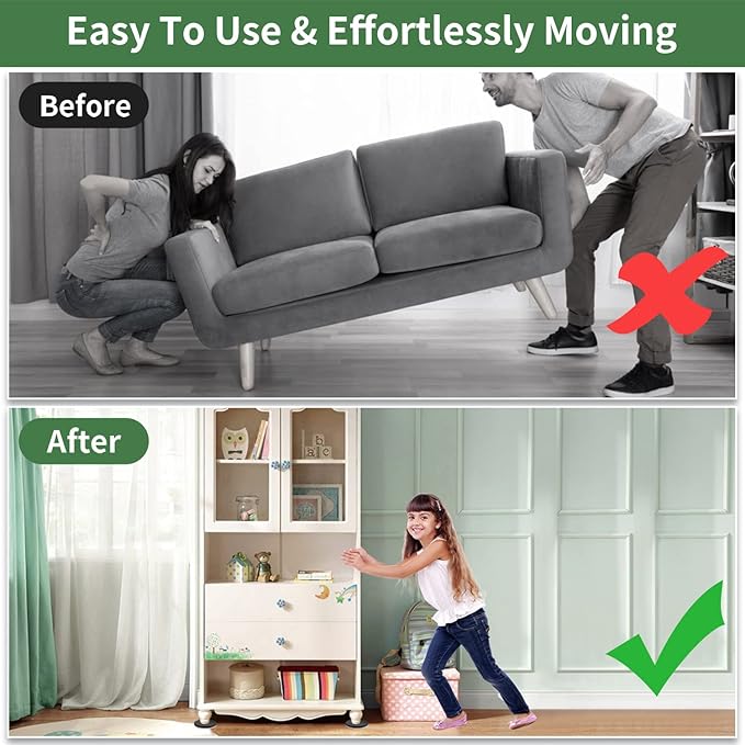 Ezprotekt 2.5" Felt Furniture Movers Sliders for Hardwood Floors, 24 Pcs Reusable Square Felt Furniture Moving Pads for Sofa Table Bed Desk Couch Cabinet, Furniture Glides Easily and Quickly (Black)