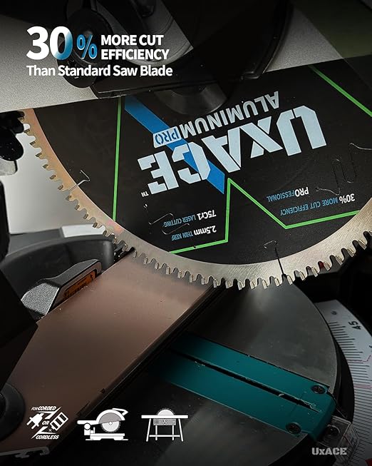 10-Inch 100-Tooth Circular Saw Blade, 5/8-Inch Arbor, Aluminum, Non-Ferrous Metal Cutting Blade, Carbide Tip, Thin Kerf, for Thin Aluminum, Plastic, Composite