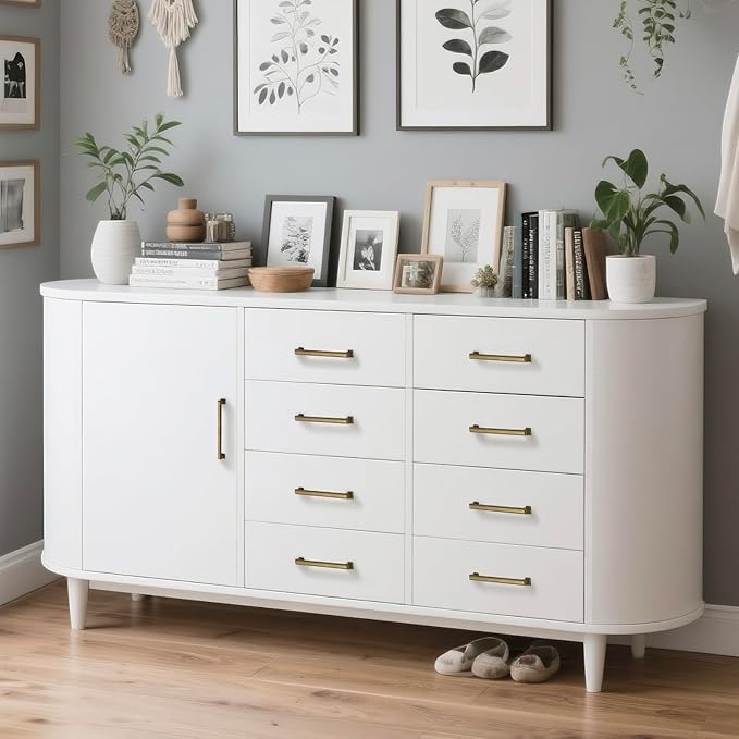 10 Pack 6.3 Inch(160mm) Hole Center Antique Brass Modern Cabinet Pulls Kitchen Cabinet Handles Kitchen Cabinet Hardware Timeless Drawer Pulls for Dresser Cupboard Wardrobe, A-Brass(6.3x10)