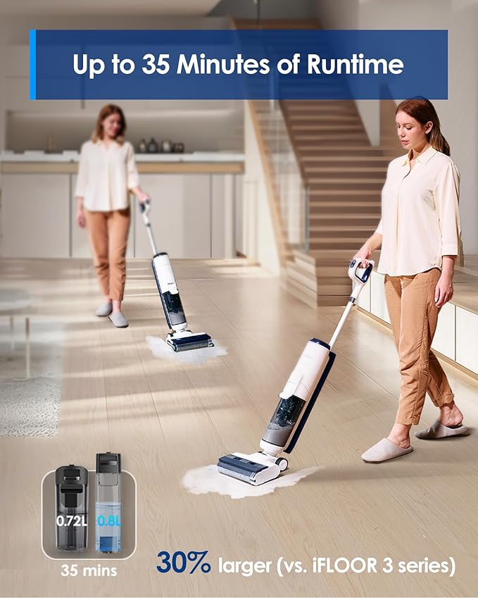 Tineco iFLOOR 5 Breeze Complete Wet Dry Vacuum Cordless Floor Washer, One-Step Cleaning for Hard Floors, Edge Clean, Auto Self-Cleaning, Lightweight & Cordless Design