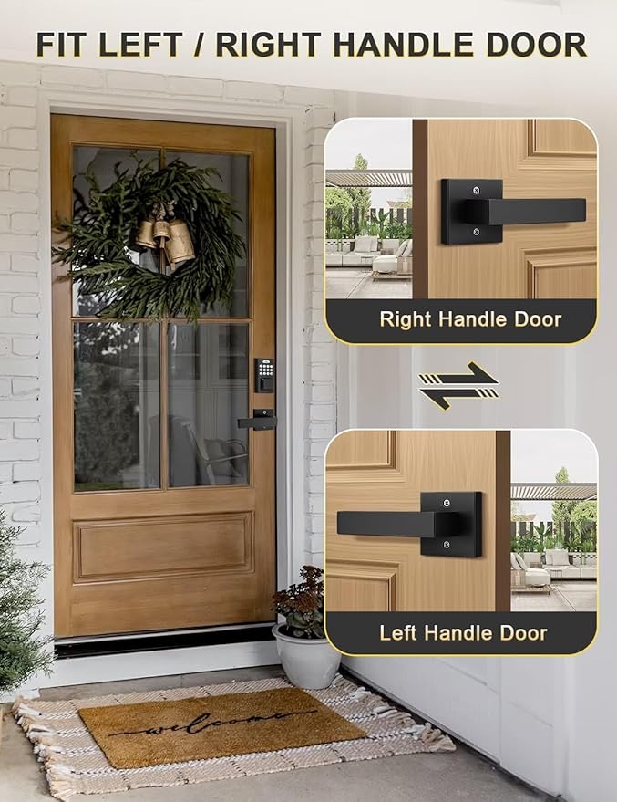 Dummy Door Handle for Left Hand and Right Hand, Square Black Door Konb for Closet, Non-Turning Single Side Pull, 1 Pack