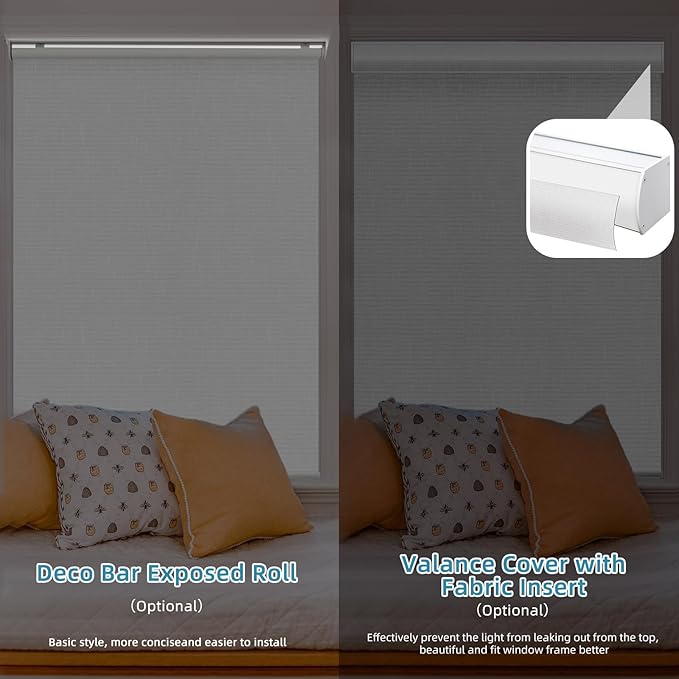 SmartWings Motorized Smart Blinds with Remote, Custom Automatic 100% Blackout Roller Shade Compatible with Alexa/Homekit/Google, Electric Smart Blinds for Indoor Windows, Safari White