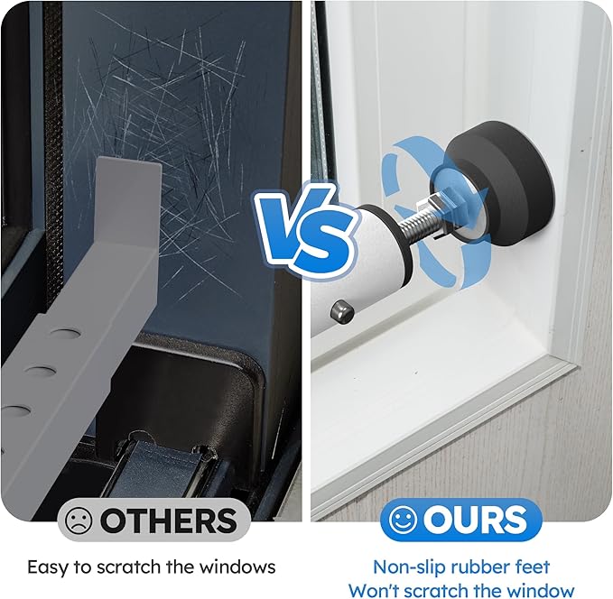 WooFog(Short)Security Bars for Sliding/Vertical Window, Adjustable Window Jammer Bars Security Inside,(Small)Window Guards for Home Security, 11" to 18" Anti Theft Window Safety Lock Bar -White 2 Pcs