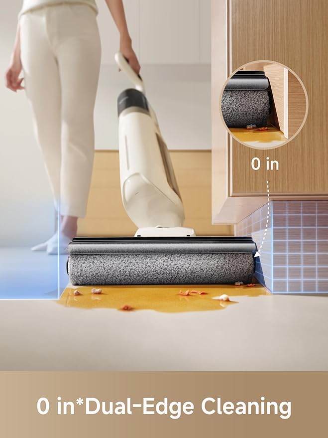 Mova K30 Mix Wet Dry Vacuum Cleaner, 4-in-1 Cordless Vacuum for Multi-Surface, 180° Lie-Flat Reach, 30Min 140°F Hot Air Drying, 0in Dual Edge, Powerful 18000Pa Suction Floor Cleaner for Pet Hair