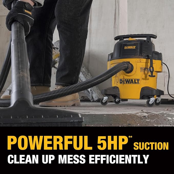 DEWALT 6 Gal Stealthsonic Shop Vacuum Wet and Dry, 5 Peak HP Poweful Suction Ultra-Quiet Vacuum Cleaner with Complete Accessory Kit and 6 Dust Bages, Shop Vac for Home, Jobsite, Workshop, Garage, Car