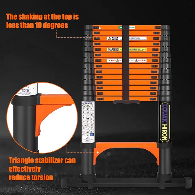 Telescopiing Ladder 12.5ft Extendable Extension Folding Non-Slip Ladder for Multi-Purpose Household