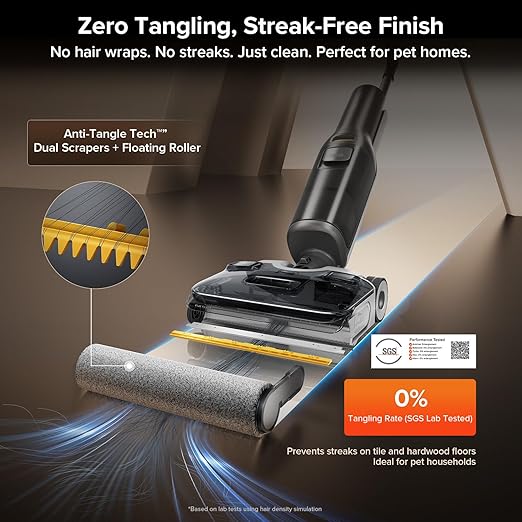 roborock F25 ALT Vacuum Mop, Wet Dry Vacuum Cleaner, Cordless Hard Floor Cleaner Machine with AI Assistant Wheels, 180° Lie-Flat, 194°F Hot Air Flash Drying & Self Cleaning Electric Mop