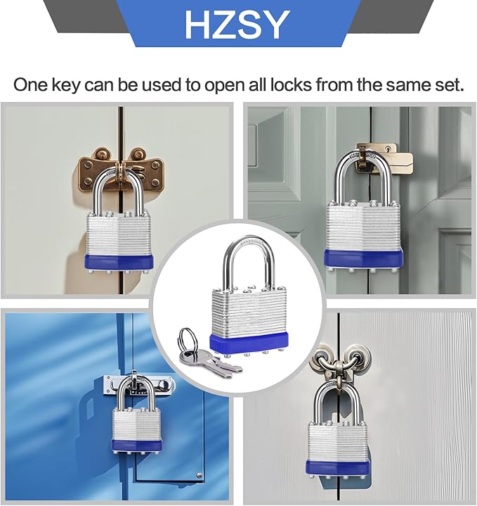 Padlocks Keyed Alike, Pack of 60, Laminated Steel Keyed Lock (1-9/16", 40mm), Padlocks with Same Key, Normal Shackle, for Toolbox, Locker & StorageUnit or More