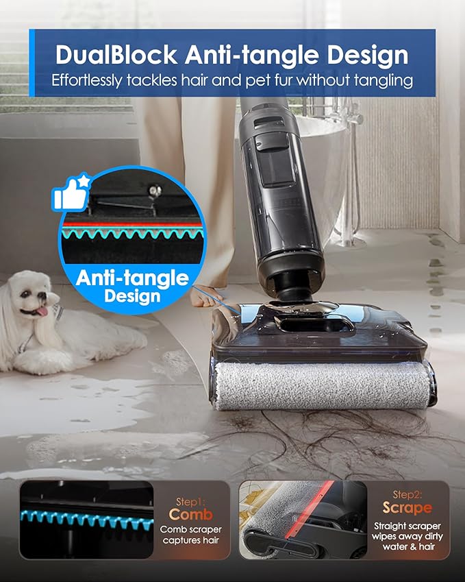Tineco Floor One S7 Stretch Steam Cordless Wet Dry Vacuum Steam Mop All-in-One, 320℉ HyperSteam, 180° Lay-Flat, Anti-Tangle Design, FlashDry Self-Cleaning, Up to 80 Min Runtime