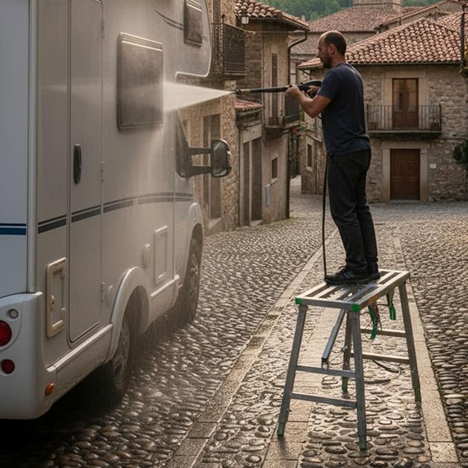 Zonon 55" L x 11.8" W x 28" to 44" H Folding Work Platform Portable Scaffolding Step Stool 4 Height Adjustment 600 Lbs Load Capacity Non Slip Work Platform Ladder for Home Drywall Cleaning Painting