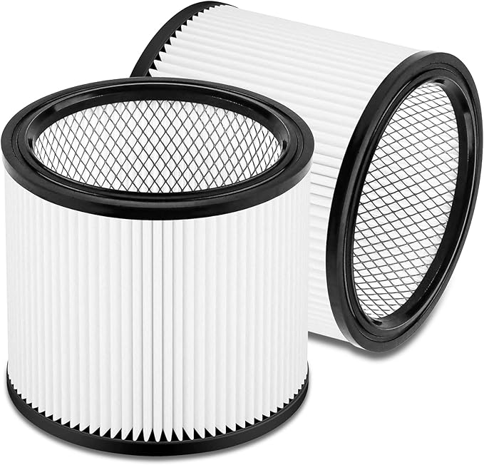 90304 Vacuum Filter Replacement Parts Compatible with Shop Vac 90304 90350 90333, Fits Most 5 Gallon Up Wet Dry Vacuum Cleaner. Part # 90304, 90585 (2PCS)