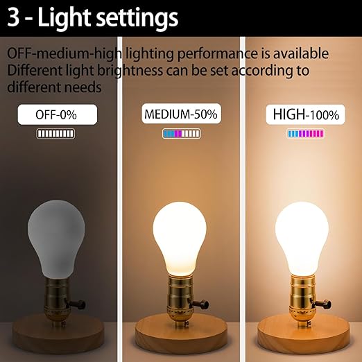 Lamp Socket Replacement, E26 Threaded Base, Turn Knob for Low-Medium-High Light Settings 2 Way (Gold)