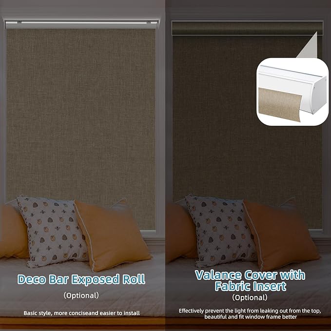 SmartWings Motorized Smart Blinds with Remote, Automatic Blackout Roller Shade Work with Alexa Homekit Thread Google Z-Wave, Electric Blind for Window, Custom Width Up to 110" W,Bouvardia Light Brown