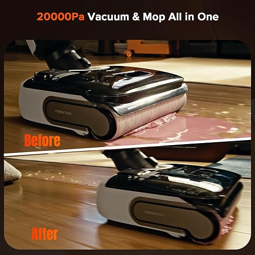 roborock F25 GT Vacuum Mop All in One, Wet Dry Vacuum Cleaner Cordless, 20000Pa Floor Cleaner Machine for Tile Hardwood Wood Vinyl Floor, Edge to Edge Self Cleaning Electric Mop with 180° Lie-Flat