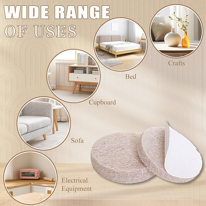 Yelanon Felt Furniture Pads for Hardwood Floors -216 Pcs Premium Felt Pads for Chair Legs, Floor Protectors for Furniture, Beige & Brown