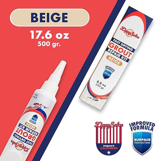 Tile Grout, Repair Kit, 2 Pack Grout Filler, Restore & Renew Tile Joints Line, Fast Drying Tile Grout Paint Squeeze Tube for Bathroom Shower Kitchen Floor, Waterproof (17.6 oz, Beige)