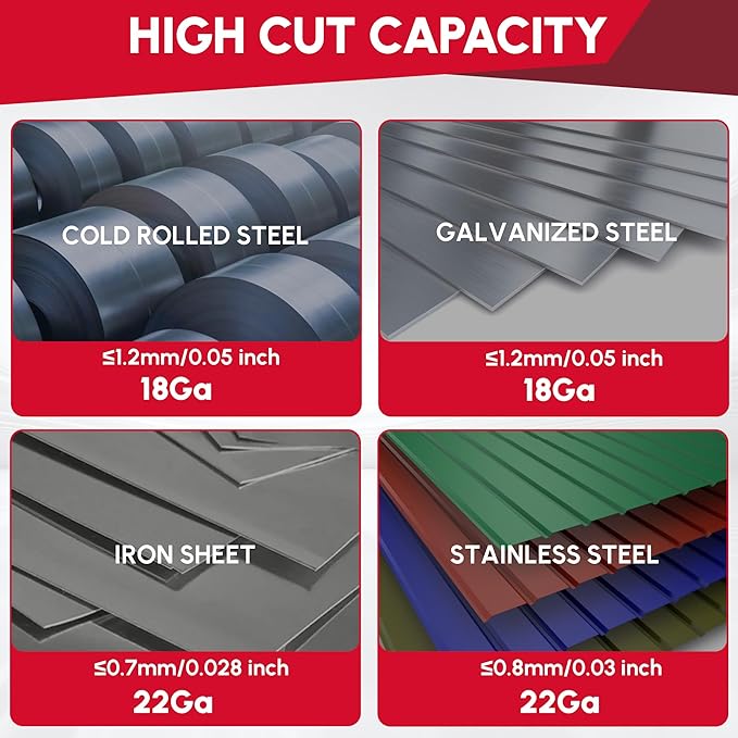 ARROW 8-inch Tin Snips for Cutting Metal Sheet, CR-V Steel Aviation Snips, High Leverage Labor-saving Metal Cutter, Left Cut