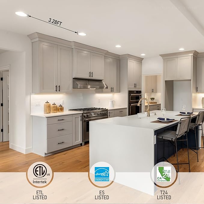 TORCHSTAR 6 Inch Slim LED Recessed Lighting with Junction Box, CRI90 Aluminum Dimmable 12W Ultra-Thin Recessed Light, 4000K Cool White, 1100LM Basic Series LED Downlight, ETL & ES & FCC, Pack of 6