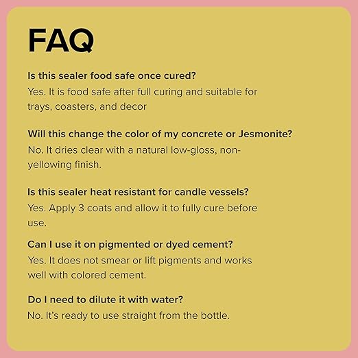 Acrylic Sealer for Concrete & Cement Crafts – Low Gloss, Non-Toxic, Water Resistant, Food Safe – Compatible with Jesmonite – 16 oz (80oz)