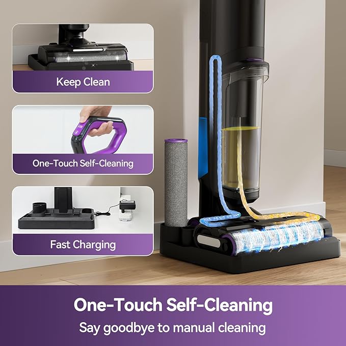 Twotoo Wet Dry Vacuum Cleaner,45Mins Runtime Cleaning Area 2,583 ft²,Cordless Vacuum Cleaner, Cordless Vacuum and Mop All in One,Self-Cleaning,for Hard Floors Sticky Messes and Pet Hair,W15 Set