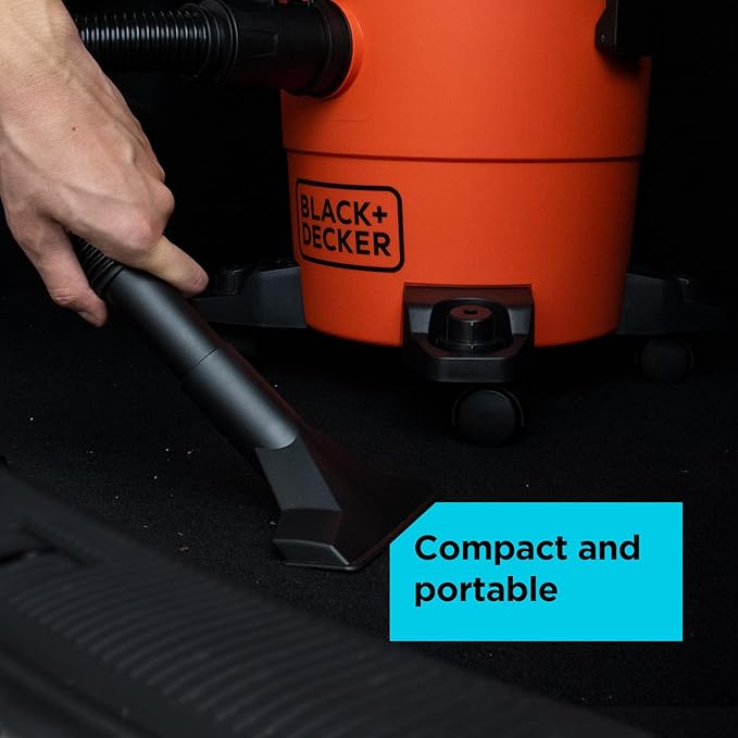 BLACK+DECKER Shop Vacuum Wet and Dry, 4 Gallon 3-in-1 Portable Shop Vac with Accessories, Workshop, Garage, Home and Car Vacuum Cleaner, 3 HP(BDXV18301P-4A)