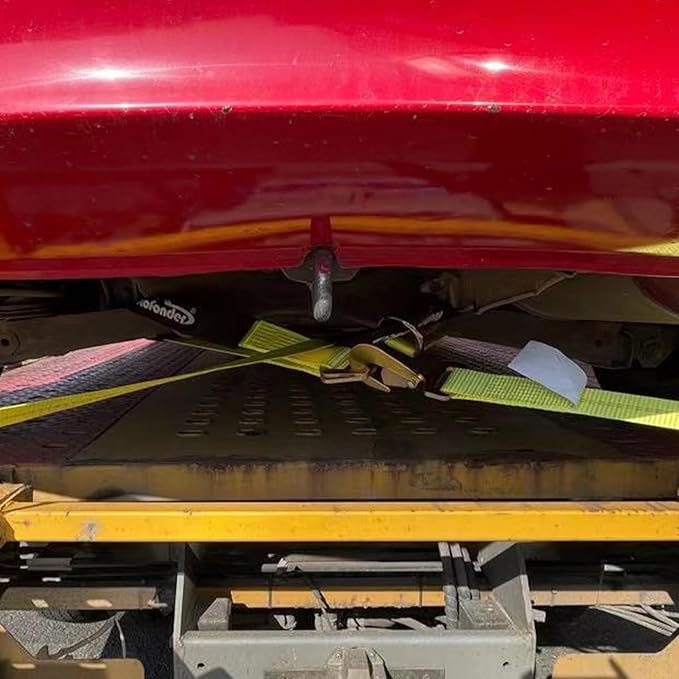 Heavy Duty 4-Pack Axle Tie Down Straps for Trailers - 2" x 114" Car Hauler Straps with Snap Hooks - 10,000 lbs Break Strength, 3300 lbs Capacity - DOT Certified Wheel Tie Downs (Yellow)