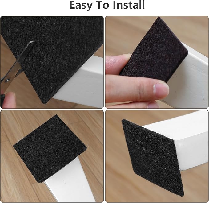 Yelanon Felt Furniture Pads for Hardwood Floors -24 Pcs 2.5" Premium Felt Pads for Chair Legs, Floor Protectors for Furniture Black