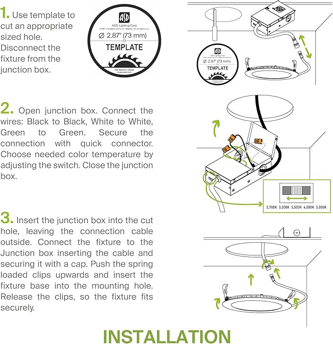 ASD 6 Pack 3 Inch LED Recessed Light 6W, 5 CCT 2700K-5000K CRI90+, IC Rated Ultra Thin Dimmable Ceiling Lights with J Box, Canless Wafer Downlight, Round Slim Panel Lighting, UL Energy Star, White