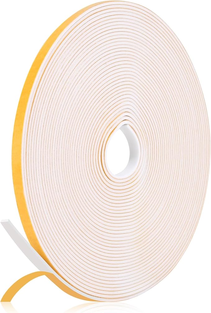 32Feet Weather Stripping Seal 1/4 Inch X 1/16 Inch for Door Window, High Density Foam Tape, Soundproofing, Insulation Strip, Door Sealers for Door Frame- White