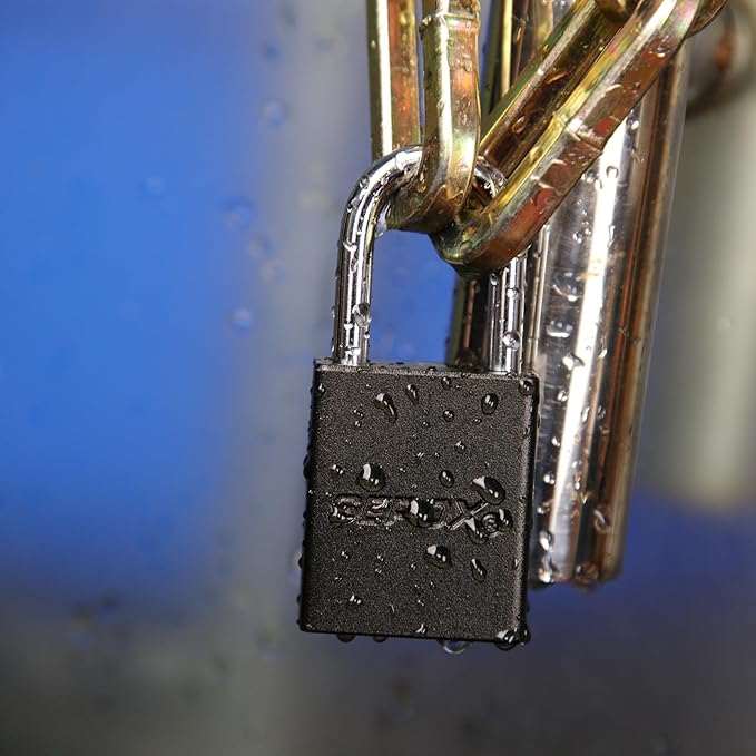 SEPOX® 4 Pcs Ultra-Durable Anti-Rust Outdoor Padlocks - Black Aluminum, 38mm (1-1/2") with Long Shackle & 8 Same Keys, Ideal for Gate, Storage, Locker, Fence & Lock-Out, High Security