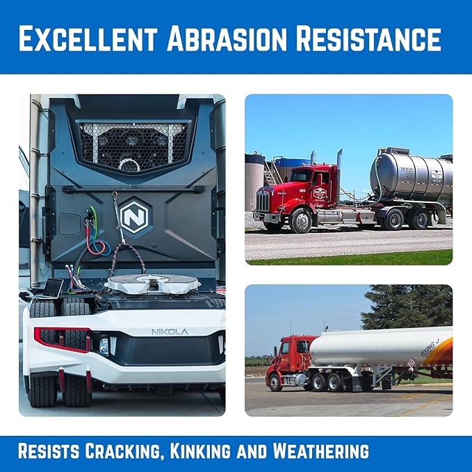 15 FT Air Line Hose Assembly Set Straight Heavy Duty Air Power Hoses for Trailer Truck Tractors Parts