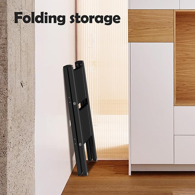 Taranta 2 Step Ladder,Aluminum Lightweight Folding 2 Step Stool with Anti-Slip Wide Pedal, 330lbs Capacity Step Ladder for Household,Kitchen,Office - Black