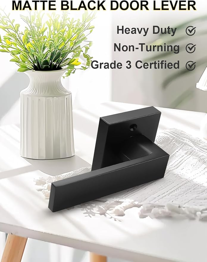 6 Pack Dummy Door Handles for Left Hand and Right Hand, Square Black Door Konbs for Closets, Non-Turning Single Side Pull