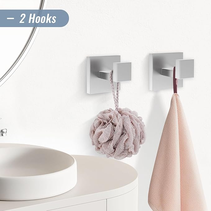 YACVCL 5 Pieces Brushed Nickel Bathroom Accessorie Set 23.6 Inch Towel Bar Set SUS304 Stainless Steel Towel Holder Set for Bathroom,Toilet Paper Holder with Shelf Wall-Mounted Bathroom Hardware Set