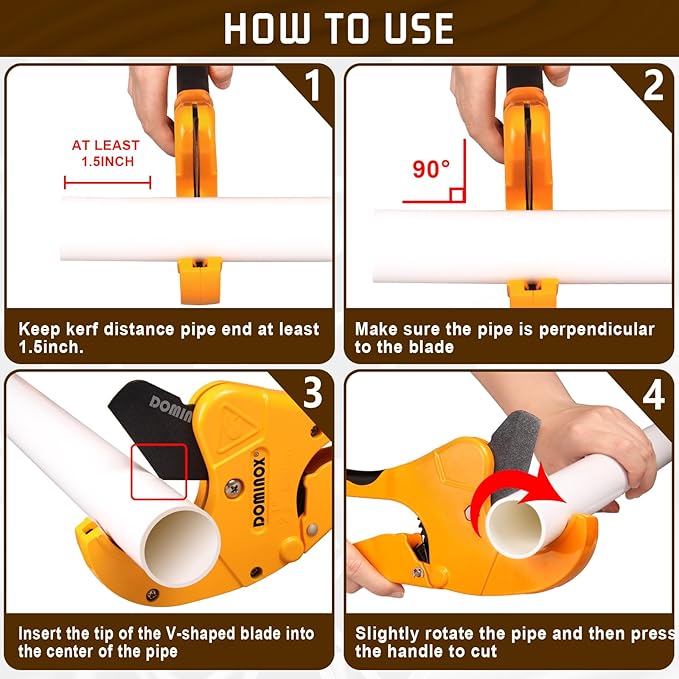 DOMINOX 2PCS PVC Pipe Cutter, Cuts up to 2-1/2" PEX, PVC, PPR, Plastic Hoses& Plumbing Pipes,Ratchet PVC Cutter Tool with SK5 Blade and Aluminum Alloy Body, 2PCS