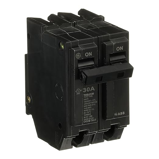 ABB Q-Line® THQL2130 Q Line 30A Double-Pole Circuit Breaker • 10kAIC, 120/240V, 30 Amp • Two-Pole Load Center Circuit Breaker • Non-Interchangeable Thermal Magnetic Trip