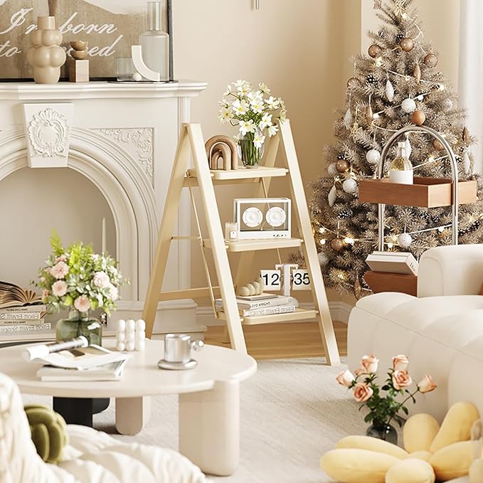 3 Step Ladder, Step Stool for Adults, Protable Carbon Steel Folding Stool with Wide Anti-Slip Wide Pedals, 330lbs Sturdy Steel Ladder for Household and Kitchen