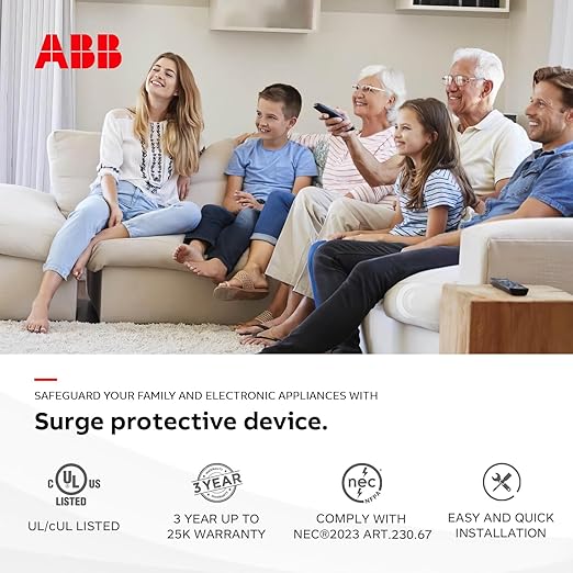 THOMESURGEP by ABB • SurgePro™ Surge Protective Device • Externally Mounted Wired Residential SPD for Retail and Home • Type 1 SPD • Safe, Reliable, and Functional