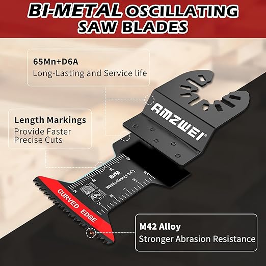30 Pcs Bi-Metal Oscillating Tool Blades Metal Cutting, 1-3/4" Curved Edge Multitool Blades for Soft Metal, Hard Wood, Plastic, Oscillating Saw Blades Fit Dewalt Milwaukee Bosch Ryobi