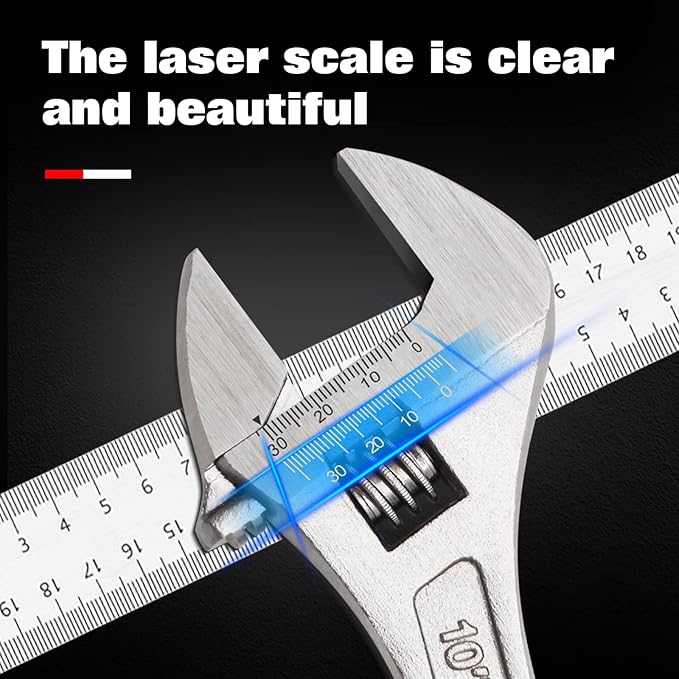 WISEUP Professional Adjustable Wrench 12 Inch Cr-V Forged Industrial Grade Hand Tools Wrench Set With Anti-Slip Grip Large Adjustable Wrenches