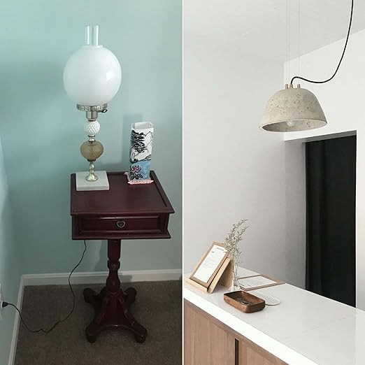 8 Feet Rayon Cloth Covered Replacement Lamp Cord with End Plug for Antique Lamp Repair DIY Project, SPT-1 Electric Wire,18 AWG, Stripped Ends,2 Pack,Brown Color