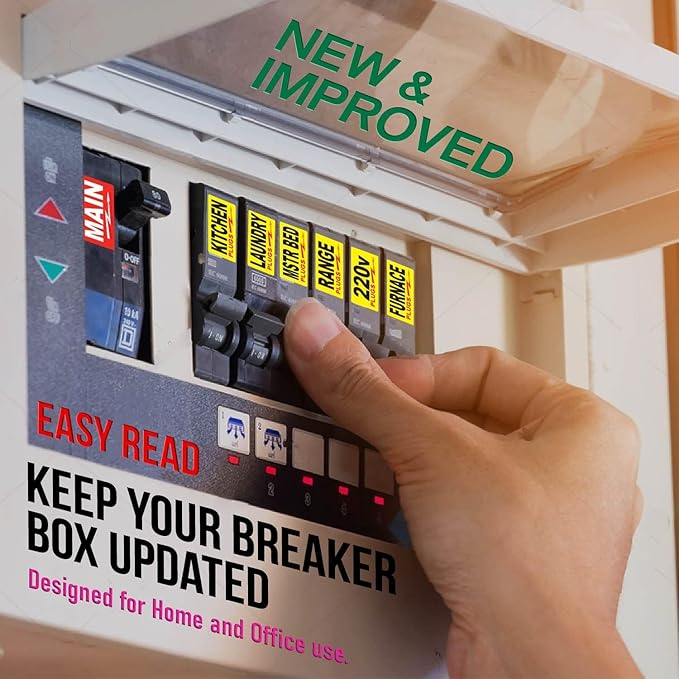 170 Circuit Breaker Decals - 100 AMP Set - Vinyl Labels for Breaker Panel Boxes - for Home or Office, Apartments and Electricians - Place on Directory, Switch or Fuse - Bright “Easy Read” Color.