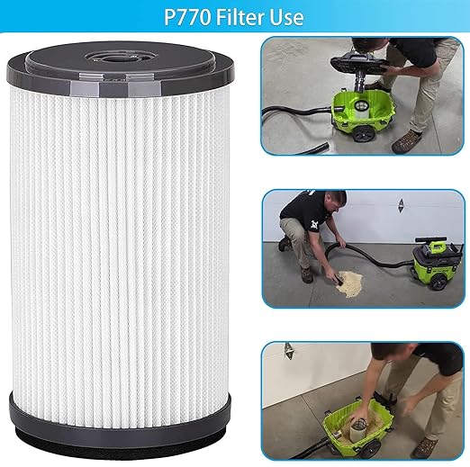 2 Pack Replacement Vacuum Filters for Ryobi P770 18V ONE+ Cordless Wet/Dry Vacuum Cleaner, Compatible with Filter # 313052002