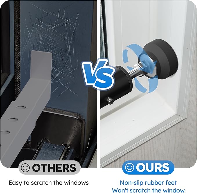 Adjustable(Short)Window Security Bars for Inside Windows, Window Safety Bars for Sliding/Vertical Windows, Window Guards for Home Security, Anti Theft Jammer Bars for(Small)Window -Black 2 Pcs