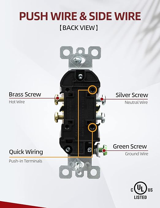 AIDA Outlet White Duplex Receptacle with Wall Plate, Electrical Outlet Electrical Wall Outlet, 15 Amp Outlet 125V, Self-Grounding, 2-Pole, 3-Wire, 5-15R, UL Listed, 10 Pack, Tamper Resistant
