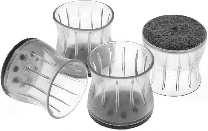 Slipstick GorillaFelt Chair Leg Floor Protectors for Hardwood Floors, Clear Sleeve Felt Pads for Furniture That Stay On, Fits Round & Square Legs, Includes 4 Premium Transparent Chair Socks, CB188
