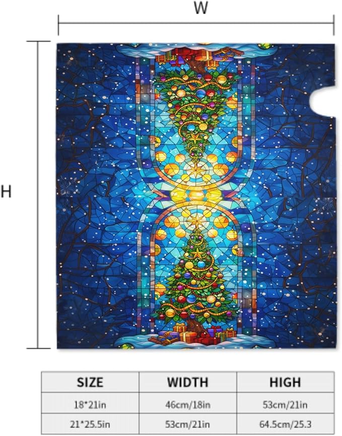 Christmas Tree Mailbox Cover - Stained Glass Blue Winter Design - Magnetic Standard Size 18 x 21 - Holiday Xmas Decorations - Happy New Year Wrap